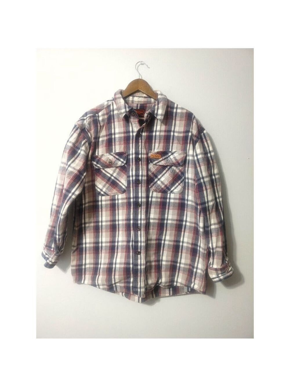 Men's Five Brother Plaid Casual Button Down Shirt XL Blue Red